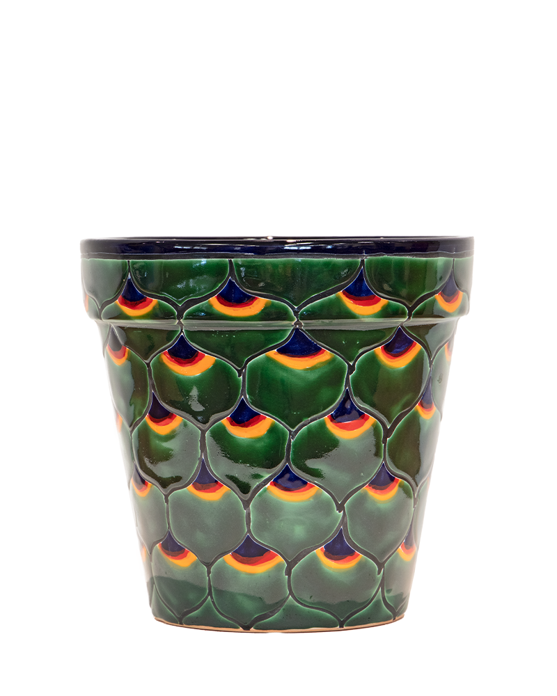 Talavera Blue Flower Pot 8"